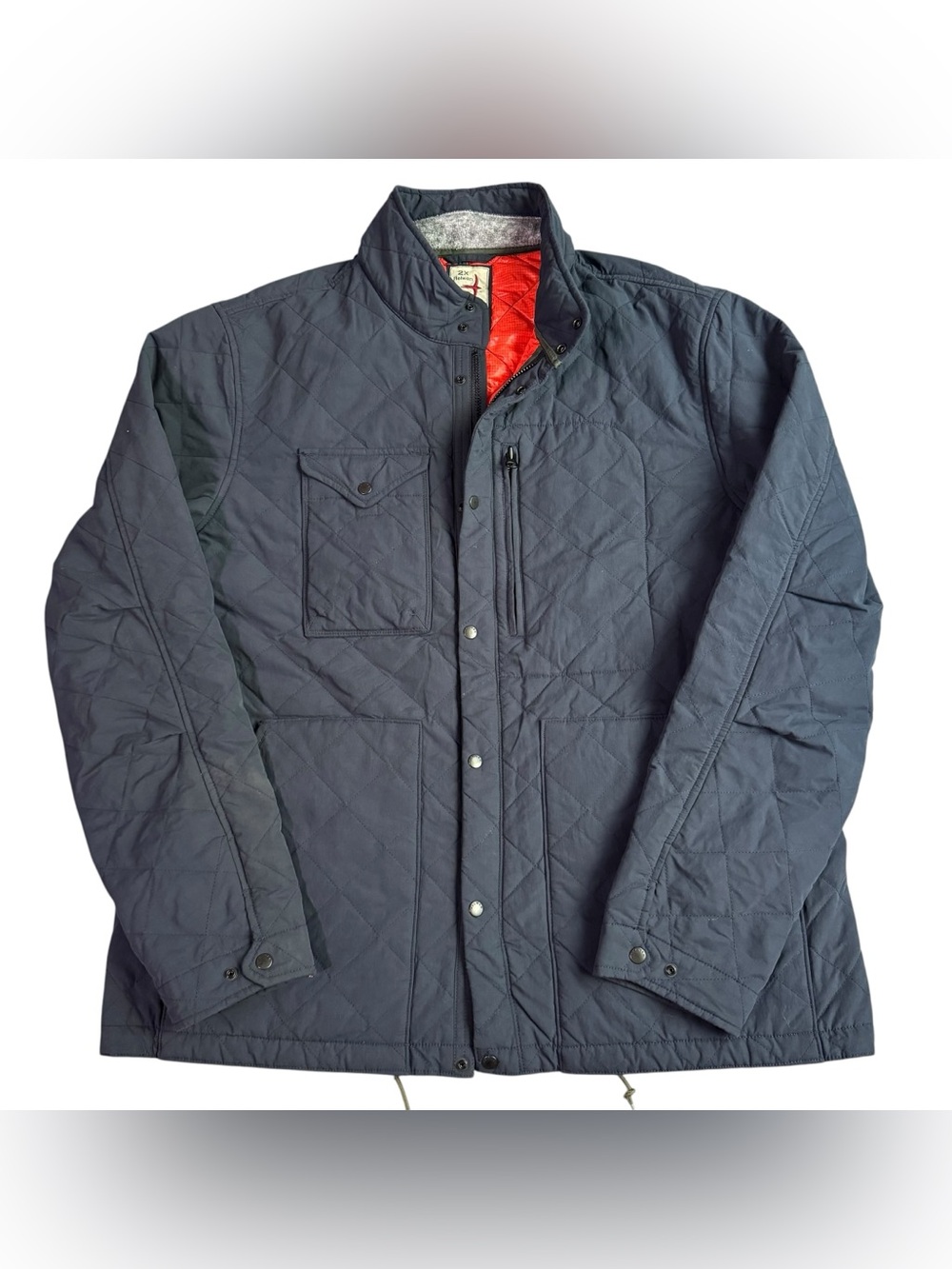 Relwen Quilted Insulated Tanker Snap Zip Up Jacket Size 2XL Charcoal Blue/Orange